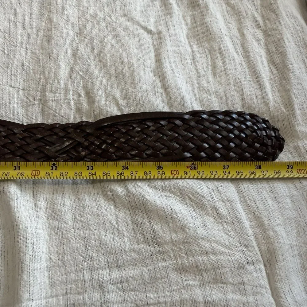 Coldwater Creek Women's Belt Size Small Braided Brown Bonded Leather Belt‎